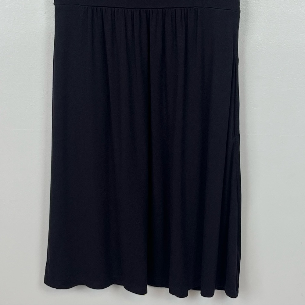 Soma Weekend black jersey knit sleeveless surplice bodice midi dress, medium. - Picture 6 of 10